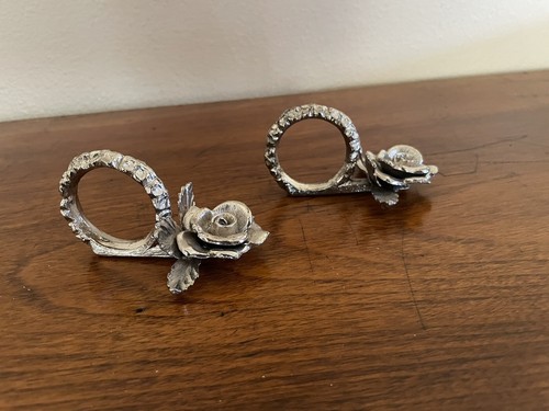 Vintage Princess House Silver Plated Rose-Napkin Rings/Place Card Holder-MINT - Picture 2 of 4