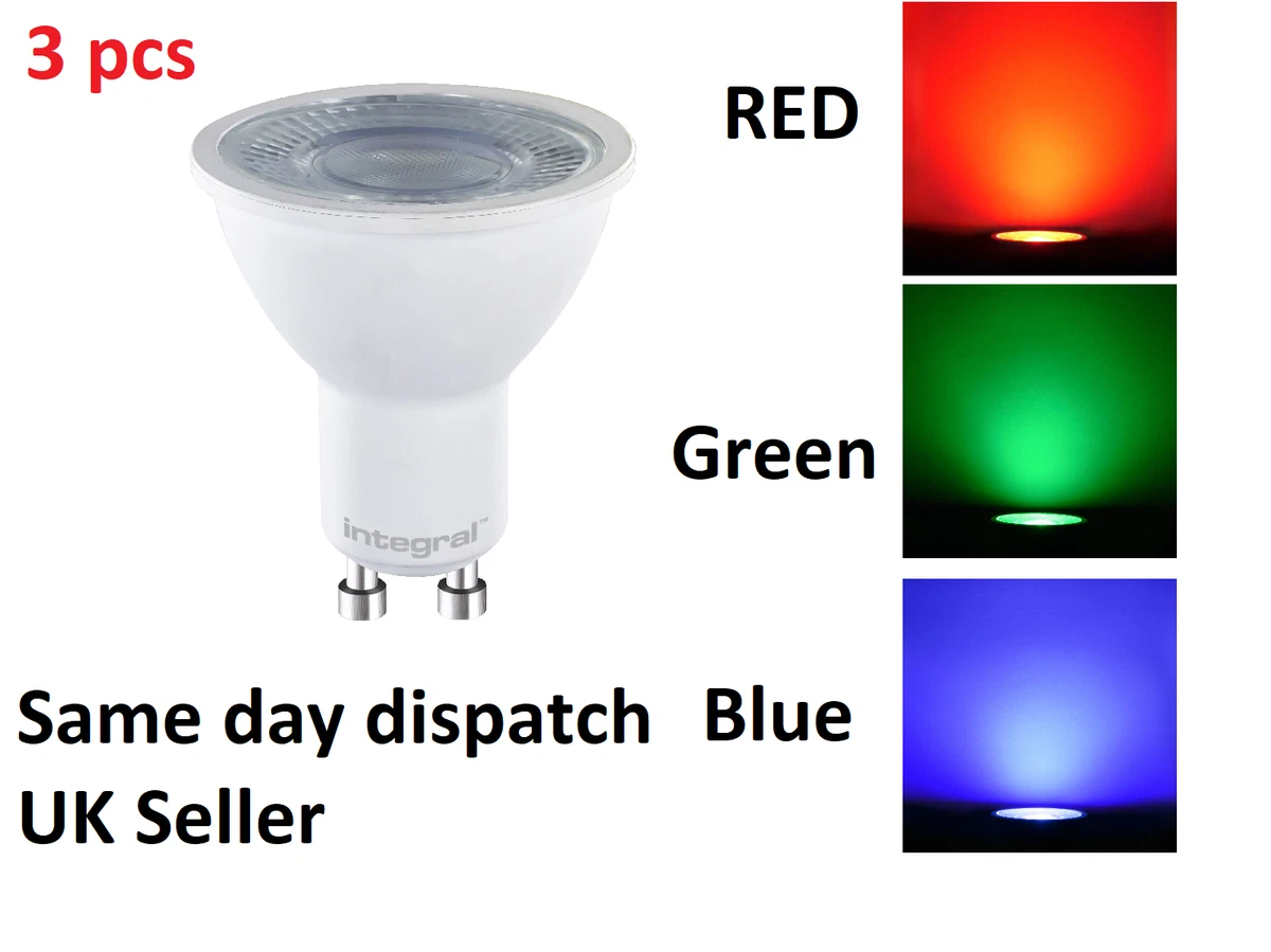 3 X 5W INTEGRAL GU10 BOMBILLAS LED ROJO VERDE AZUL COLOR NO DIM
