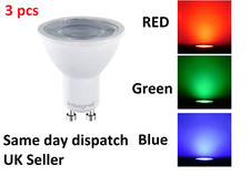 3 X 5W INTEGRAL GU10  LED BULBS  RED GREEN BLUE NON DIM Colour