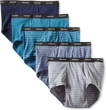 Fruit of the Loom Men's Big Stripe Solid Briefs (Pack of Five) (Assorted, Large)