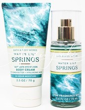 Bath  Body Works Water Lily Springs Body Mist Spray Mini Travel Cream 2 Piece