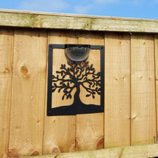 Tree of Life Solar Light Metal Wall Plaque - Outdoor Unique Garden Decoration