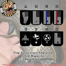 Flag Magazine Base Floor Plate Laser Engraved for Glock17 19 23 Gen1-5