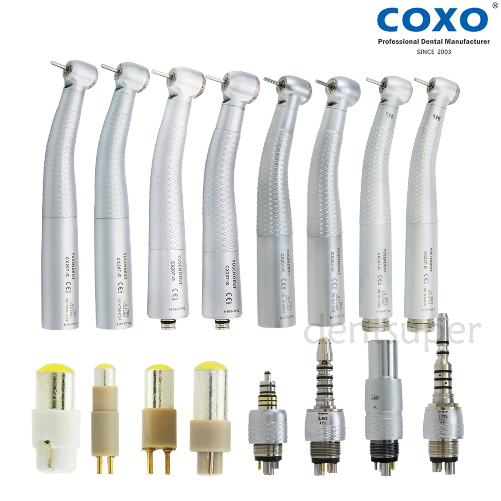 Coxo LED Fibre Optic High Speed Handstück CX207-G Ntal Air Turbine Kupplung 6 Löcher Koppler Fit WH
