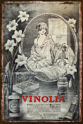 Vinolia Soap & Beauty Werbung, Aged Look Vintage Retro Style Blechschild Plakette