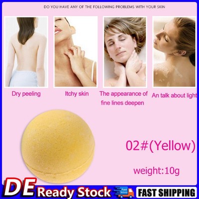 Bath Salt Ball Body Skin Whiten Stress Relief Bubble Shower Ball (Yellow) Deu