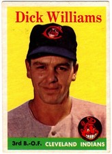 1958 TOPPS #79 DICK WILLIAMS VINTAGE SUPER STAR INDIANS BASEBALL CARD NO CREASES