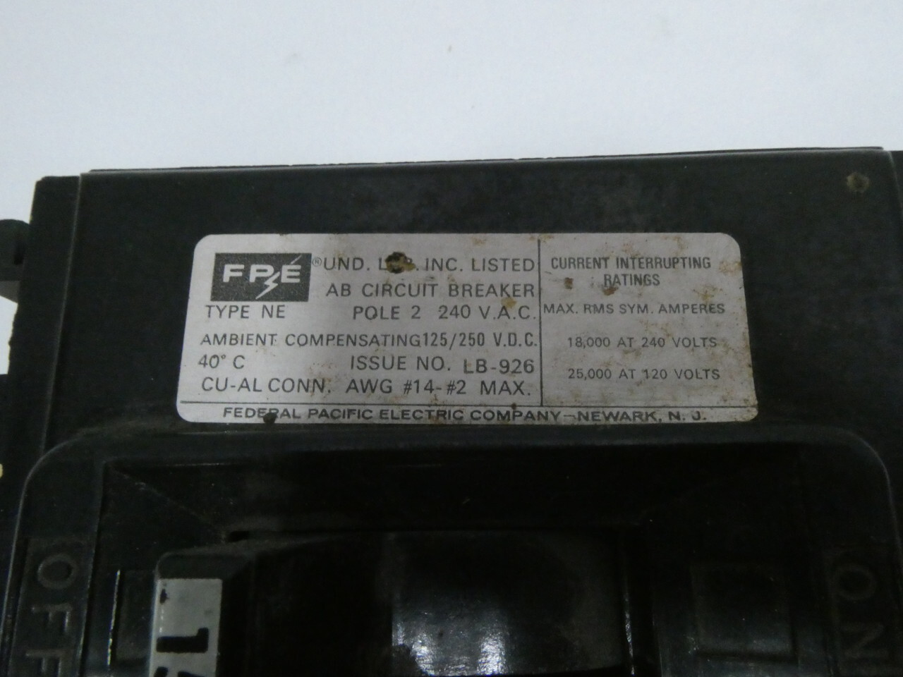 Fpe NE224015 Molded Case Circuit Breaker 2p 15a Amp 240v-ac