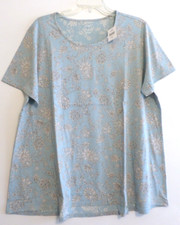 NWT PURE JILL J JILL SS SCOOP NECK PIMA ELLIPTICAL TEE-XL-FRESH AIR JACOBEAN