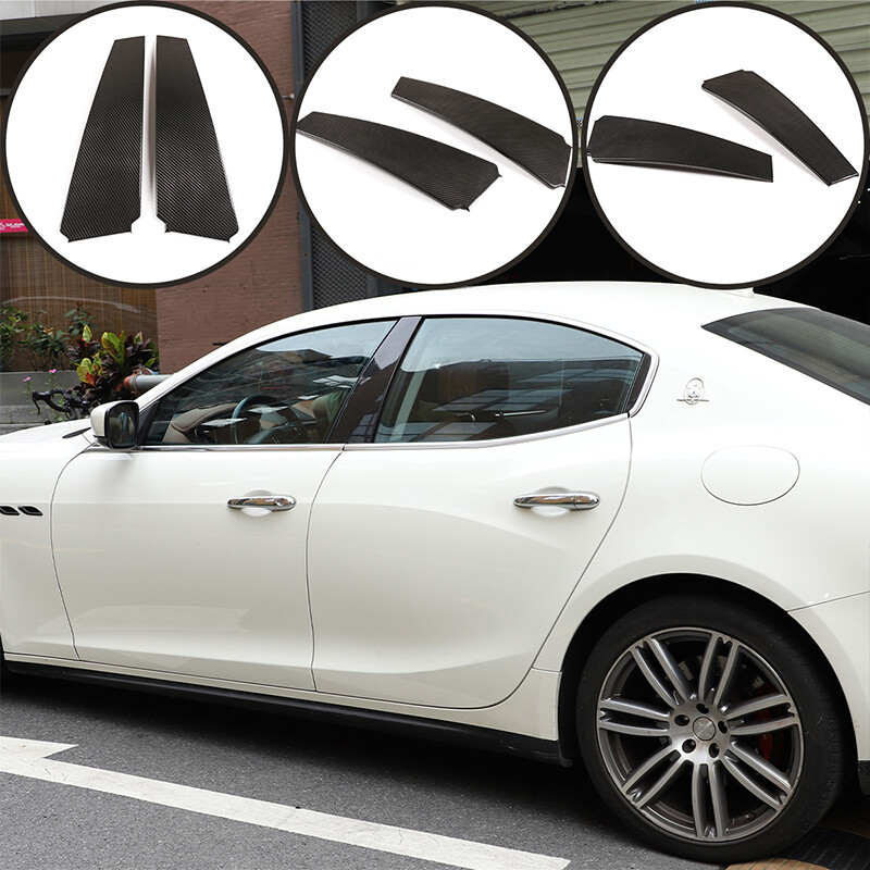 Real Carbon Fiber Window B Pillar Post Panel Cover For Maserati Ghibli 2014-2021