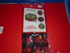 Whitmor Christmas 36 Inch Holiday Wreath and Garland Bag Zippered Clear Top NEW