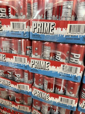 2-24pk Prime Energy Drink  Ice Pop  Naturally Flavored, 200mg Caffeine,  48 Pack