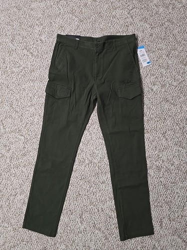 Tony Hawk Cargo Pants Mens Green Flat Front Comfort Soft Fabric Seasonless 32x30