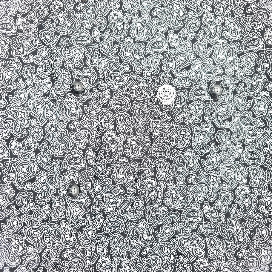 Camisa Western George Strait Wrangler Masculina Tamanho 2XL Preta Branca Paisley Cowboy - Imagem 3 de 4