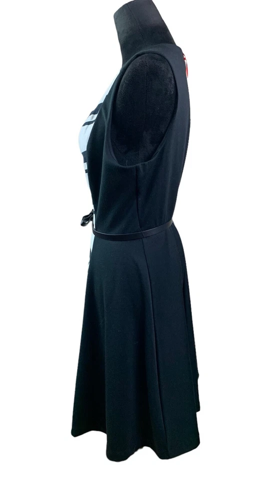 NWT $60 Elle Vibrant Voyage Size 16 Black Striped Belted A-Line Sheath Dress - Image 4 of 4