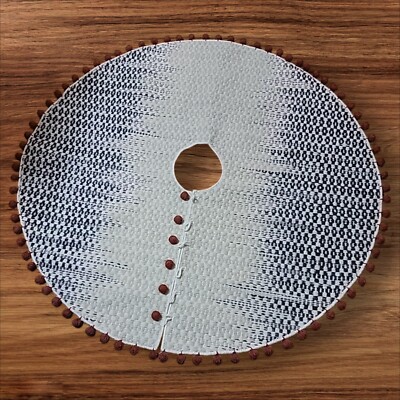 MAGNOLIA HOME Chantilly Wool Blend Knit Tree Skirt Earthy Cream Gray Red Pom 