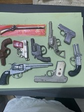 Vintage Collectible Lot Of 9 Toy Cap Guns Gene Autry Pepperbox Hubley Resell