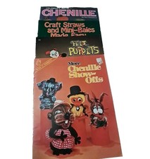VTG MORE CHENILLE SHOW OFFS -FELT PUPPETS-CRAFT STRAWS-CELEBRATE W CHENILLE