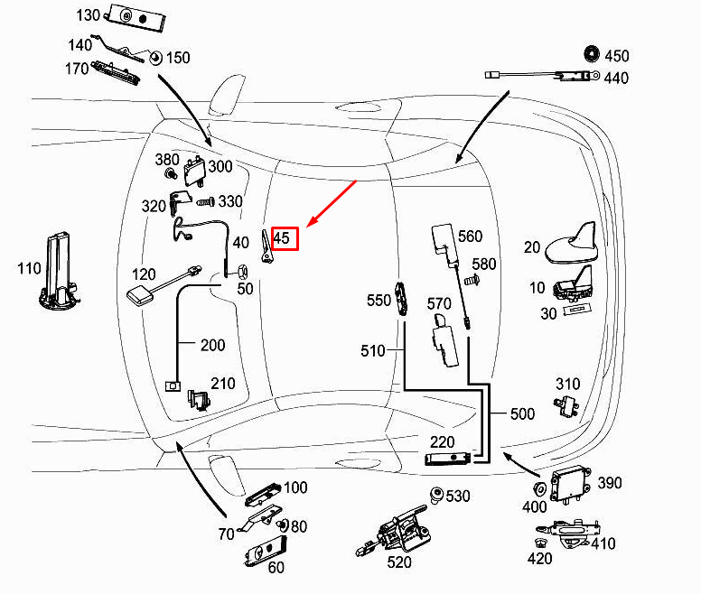 MERCEDES-BENZ SLK R172 WLAN-Antennenhalterung A1725450200