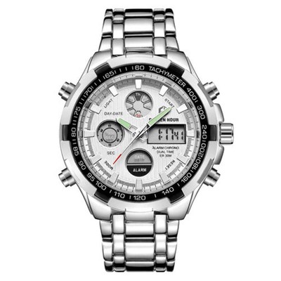 Men's Multi-function Sports Quartz Watch with Alarm and Calendar, Waterproof 30M