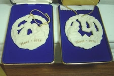 2 GORHAM JOYS OF CHRISTMAS FINE CHINA ORNAMENTS--1978-1979-3RD & 4TH IN SERIES