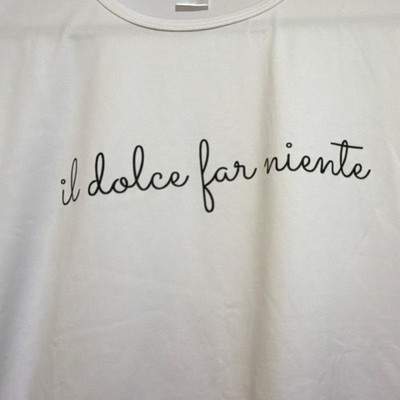 White Graphic Print T-Shirt ''il dolce far niente'' 2XL Polyester