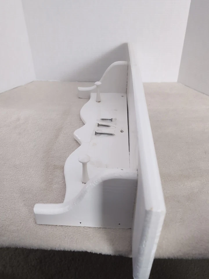 Vintage Wooden Painted White Wall Decor Shelf w/Pre-Drilled Holes 24x5½x6½ - Image 4 of 4
