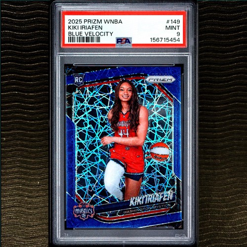 2025 Prizm WNBA #149 KIKI IRIAFEN PSA 9 Mint Blue Velocity Rookie Card