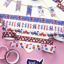12 Rolls Independence Day Washi Tape Set, Patriotic Stars Stripes USA Flag De...
