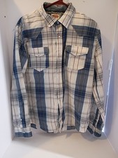 Levi  s Men  s Shirt Flannel Strauss Plaid Size Medium Snap Button Up Modern