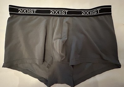 2Xist Underwear Men's Black No-Show Trunk  Textured Mesh Large