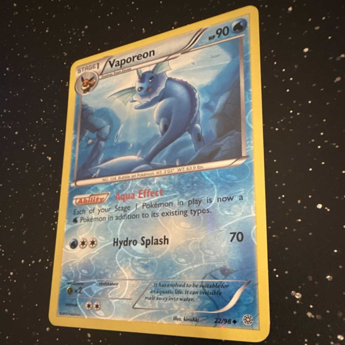 Vaporeon 22/98 XY Ancient Origins Uncommon Reverse Holo Pokémon