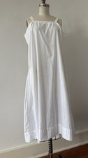 Antique 1910s 20s Deco Cotton Nightgown Lingerie Dress Pink Scalloped Lace Trim