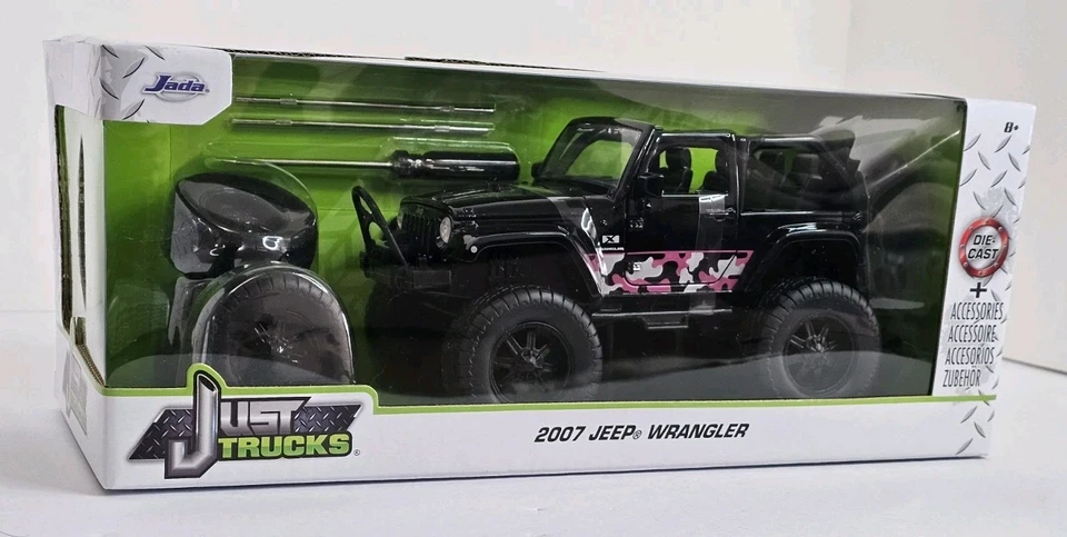Jeep Wrangler 2007 negro ruedas adicionales Just Trucks modelo fundido a presión Jada 1/24 Foto 2 de 4