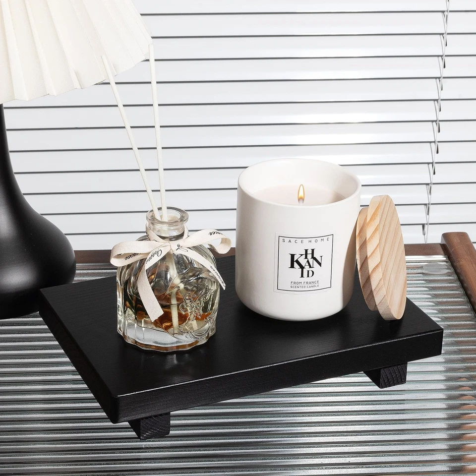 Bandeja de madera de granja, soporte de jabón para baño, decoración de cocina, negro Foto 4 de 4