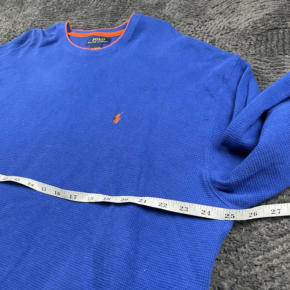 Polo Ralph Lauren Hombre’s 3XL Azul Tejido Waffle Térmico Manga Larga Naranja Poni Foto 3 de 4