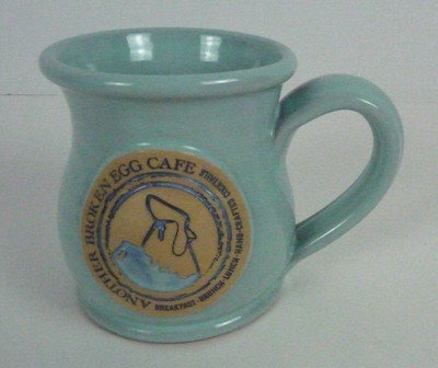 Deneen Pottery Another Broken Egg Cafe Mug 2022 Handmade USA Robin Egg Blue