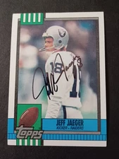 Jeff Jaeger Signed 1990 Topps - Raiders, Washington - Autographed