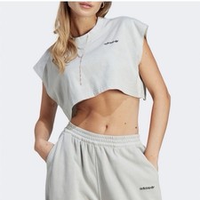 Adidas Women's Light Gray Crop Top M