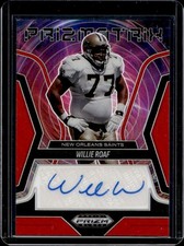 2025 Panini Prizm Black Willie Roaf Prizmatrix Signatures Red Auto #/99 Saints