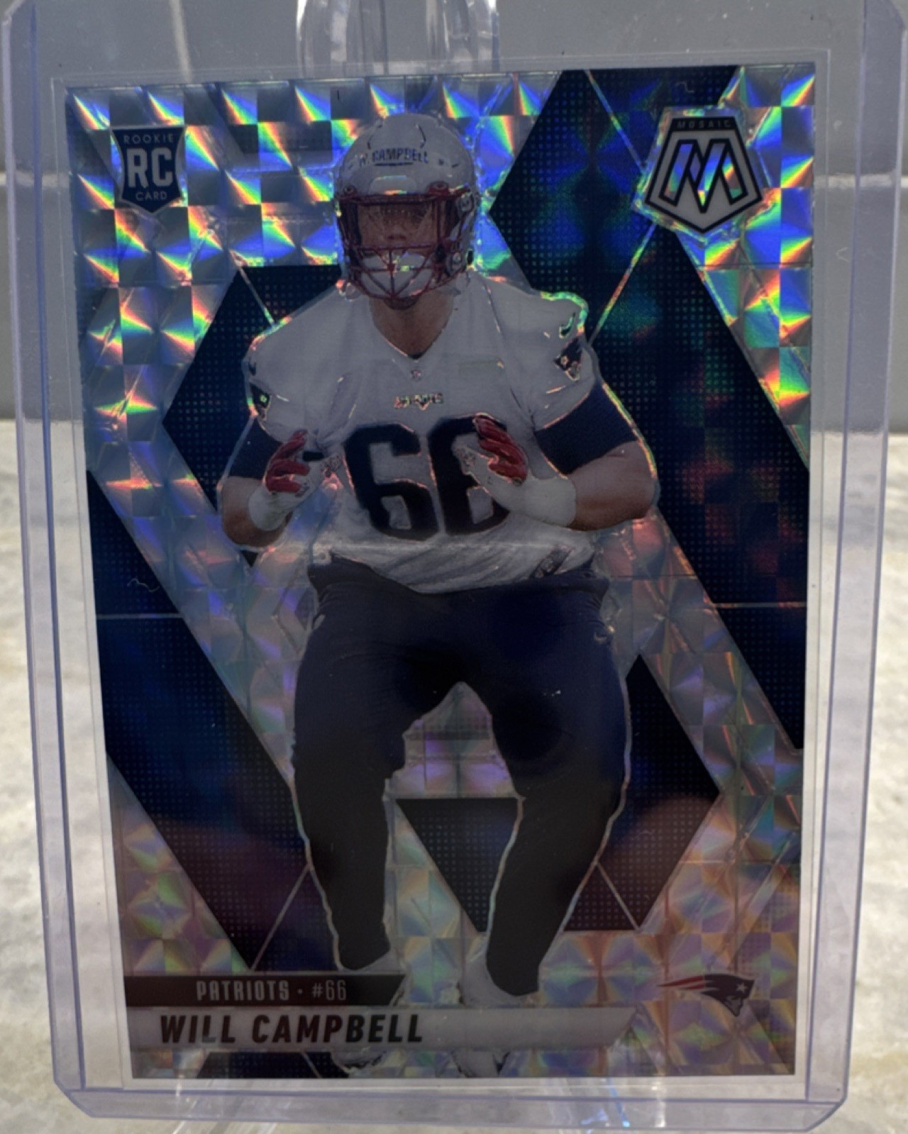 Panini 2025 Mosaic Rookies Will Campbell RC #378 Patriots Silver Prizm Card