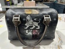 (Rare) MCM Princess Lion Boston Black / Multi Color Handbag ( Excellent Cond)