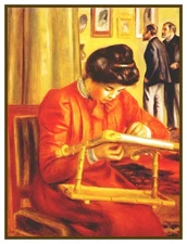 Renoir's Christine Embroidering Counted Cross Stitch Chart Pattern