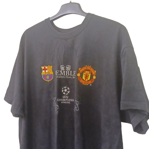 2011 Champions League Final T-Shirt Wembley Barcelona vs Man Utd Black XXL image 3