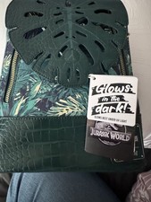 Loungefly Jurassic World Tropical Faux Leather Backpack Green/Blue Gold Zip