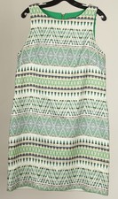 Vince Camuto Dress Women’s 14 White Green Shift Sleeveless Striped Lined 
