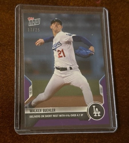 2021 Topps Now Viola /25 SSP Walker Buehler #964 Numero Alto Rara Variante - Foto 2 di 4