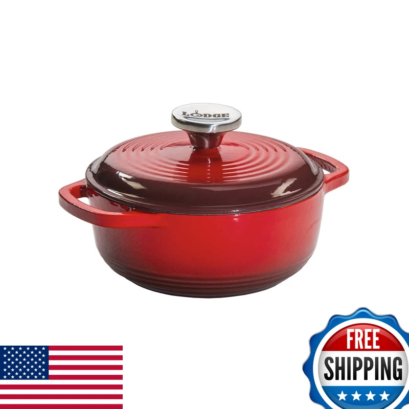 Lodge 1.5 Quart Enameled Cast Iron Dutch Oven Lid Dual Handles Oven Safe Up To