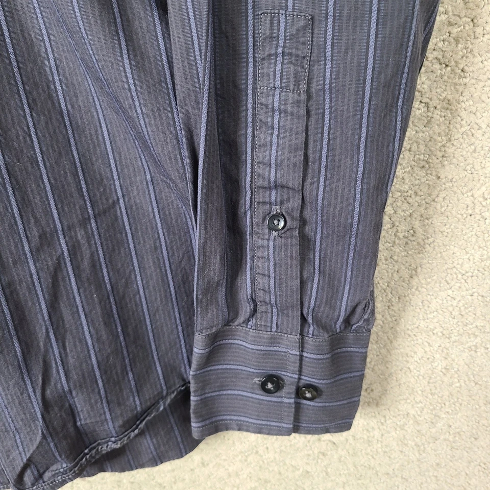 Pronto Uomo Shirt Mens Medium Dress Gray Blue Striped Long Sleeve Cotton Blend - Image 3 of 4