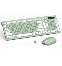 FULL-SIZED WIRELESS KEYBOARD MOUSE COMBO, AVOCADO GREEN